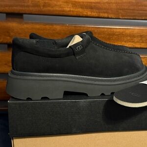 UGG TASMAN LUG BLACK SUEDE TWIN SOLE SLIPPER LOAFERS SHOES **Sz 11**